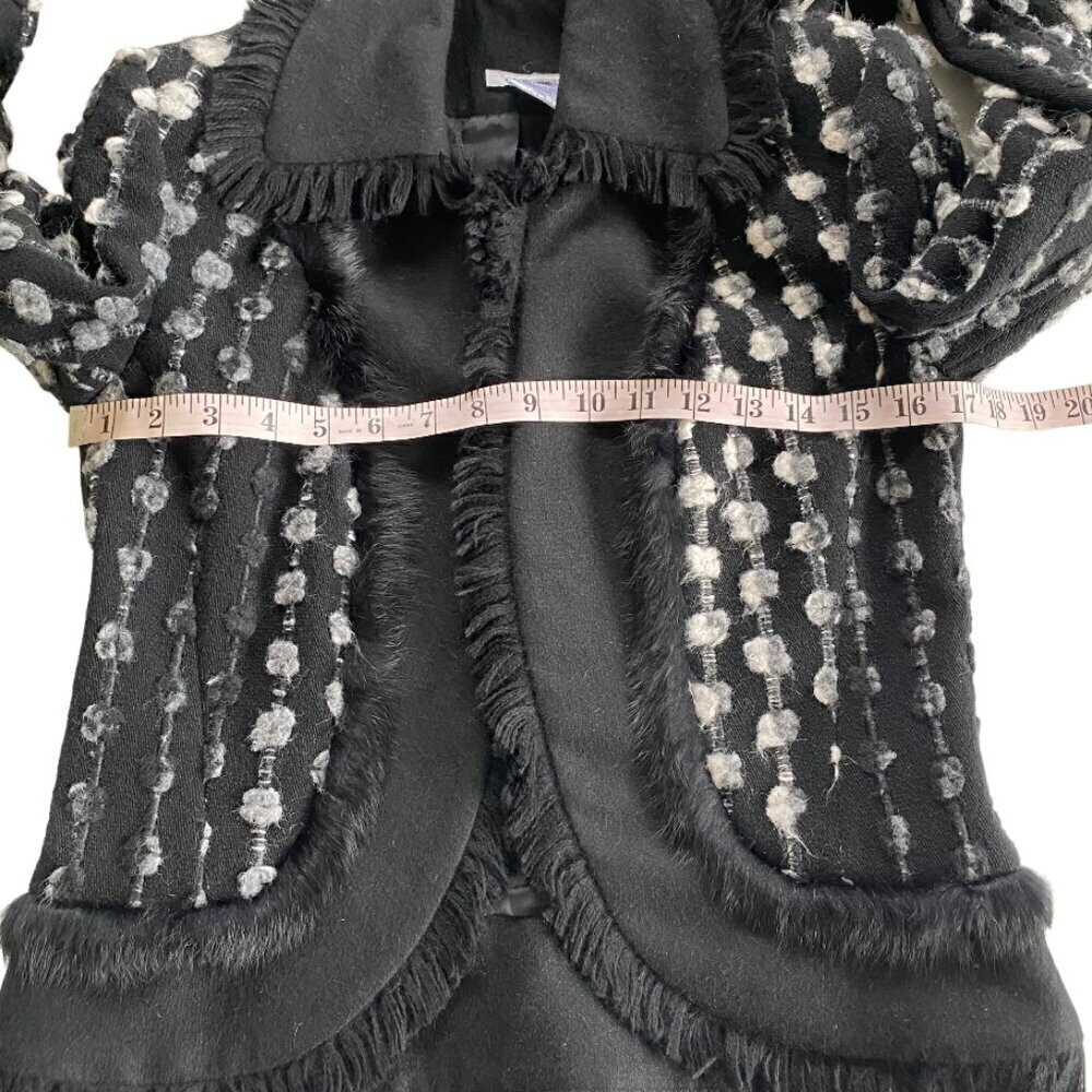 Georges Rech Wool Fur Trim Textured Jacket Sz 6​​​​​​ - Picture 12 of 14